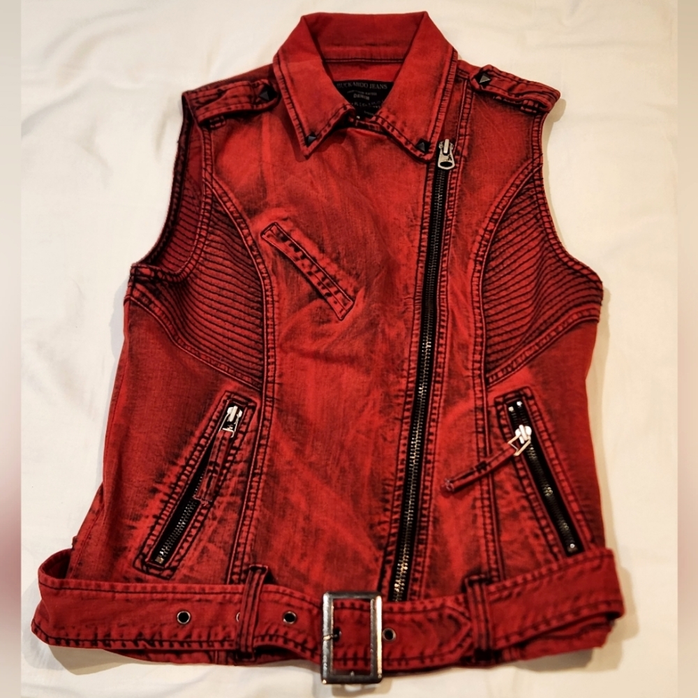 BUCKAROO Rare Vintage Denim Vest Red Men/ Women Size S/M